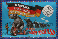 9b0045 CIRQUE JEAN RICHARD 62x91 French circus poster 1970s great art of elephants riding tricycles!
