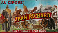 9b0044 CIRQUE JEAN RICHARD 89x156 French circus poster 1970s art of circus animals around the title!