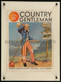 9b0113 COUNTRY GENTLEMAN magazine cover October 1936 Frank Lea art of Uncle Sam at crossroads!