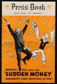 9b0187 SUDDEN MONEY English pressbook 1939 great image of Charlie Ruggles with Popeye, rare!