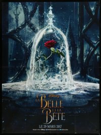 9b1334 BEAUTY & THE BEAST teaser French 1p 2017 Walt Disney remake, cool image of rose in glass!