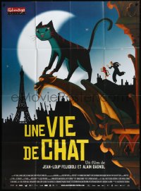 9b1372 CAT IN PARIS French 1p 2010 Une vie de chat, cool art of feline & Eiffel Tower!