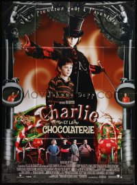 9b1376 CHARLIE & THE CHOCOLATE FACTORY French 1p 2005 Tim Burton, Johnny Depp as Willy Wonka & cast!