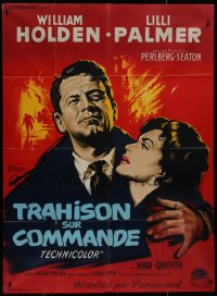 9b1400 COUNTERFEIT TRAITOR French 1p 1962 different Grinsson art of William Holden & Lilli Palmer!