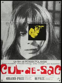 9b1409 CUL-DE-SAC style A French 1p 1966 Roman Polanski, super close up of Francoise Dorleac + gun!
