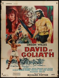 9b1412 DAVID & GOLIATH French 1p 1960 different art of Orson Welles as King Saul, Pajer, Drago!