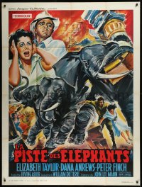 9b1442 ELEPHANT WALK French 1p R1960s Liz Taylor, different art of stampeding elephants by Belinsky!
