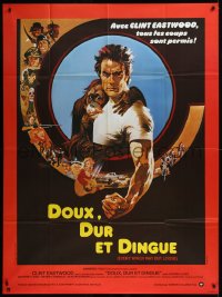9b1447 EVERY WHICH WAY BUT LOOSE French 1p 1979 Peak art of Clint Eastwood & Clyde the orangutan!