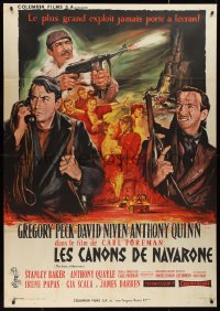 9b1491 GUNS OF NAVARONE style C French 1p 1961 Jean Mascii art of Gregory Peck, David Niven & Quinn!