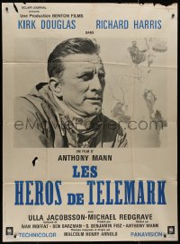 9b1501 HEROES OF TELEMARK French 1p R1960s different portrait of Kirk Douglas, Anthony Mann, WWII