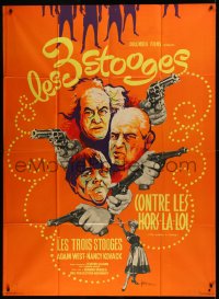 9b1638 OUTLAWS IS COMING French 1p 1965 The Three Stooges with Curly-Joe, different art by Kerfyser!