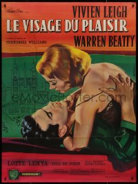 9b1682 ROMAN SPRING OF MRS. STONE French 1p 1962 art of Beatty about to kiss Leigh by Jean Mascii!