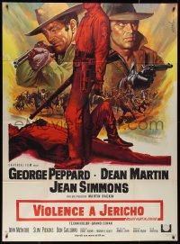 9b1686 ROUGH NIGHT IN JERICHO French 1p 1967 Mascii art of Dean Martin & George Peppard w/guns, rare!