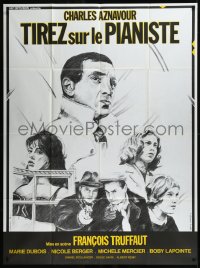 9b1708 SHOOT THE PIANO PLAYER French 1p R1970s Francois Truffaut, cool art by Catherine Feuillie!
