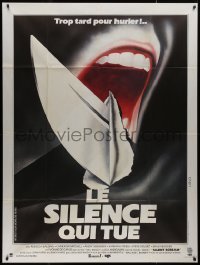 9b1715 SILENT SCREAM French 1p 1980 cool completely different Landi art of knife & screaming mouth!