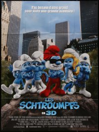 9b1718 SMURFS French 1p 2011 great cast portrait of the tiny blue fantasy people in 3-D!
