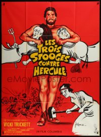 9b1749 THREE STOOGES MEET HERCULES French 1p 1961 different art of them w/Samson Burke by Kerfyser!