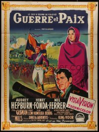 9b1779 WAR & PEACE style B French 1p 1956 different art of Hepburn, Fonda & Ferrer by Grinsson!