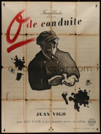 9b1803 ZERO DE CONDUITE French 1p R1946 Jean Vigo juvenile delinquent classic, artwork by Jean Colin!
