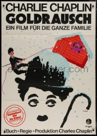 9b0156 GOLD RUSH German 33x47 R1969 Charlie Chaplin classic, wonderful art by Leo Kouper!