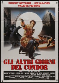 9b0688 AGENCY Italian 1p 1981 cool artwork of Robert Mitchum shooting gun on city street!