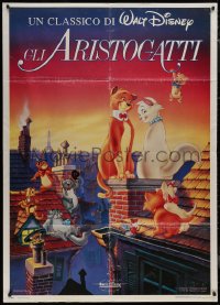 9b0708 ARISTOCATS Italian 1p R1993 Walt Disney feline jazz musical cartoon, great colorful image!