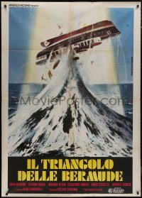 9b0725 BERMUDA TRIANGLE Italian 1p 1978 wild Piovano art of ship tossed upside-down in the ocean!