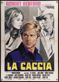 9b0779 CHASE Italian 1p R1970s different art of Robert Redford between Marlon Brando & Jane Fonda!
