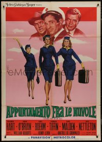 9b0791 COME FLY WITH ME Italian 1p 1963 Nistri art of sexy airline hostesses daydreaming of men!