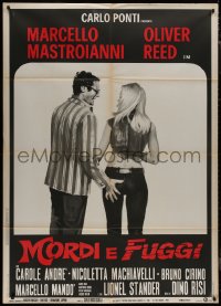 9b0836 DIRTY WEEKEND Italian 1p 1973 Marcello Mastroianni grabs sexy Carole Andre's backside!