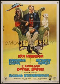 9b0842 DOCTOR DOLITTLE Italian 1p 1968 great different art of Rex Harrison with animals by Nistri!
