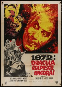 9b0848 DRACULA A.D. 1972 Italian 1p 1972 Hammer, vampire Christopher Lee, Caroline Munro, Casaro art!