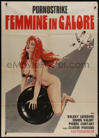9b0875 FEMMINE IN CALORE Italian 1p 1970s super sexy art of naked woman on giant bowling ball!