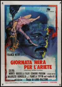 9b0876 FIFTH CORD Italian 1p R1973 art of Franco Nero by bloody knife & female murder victim!