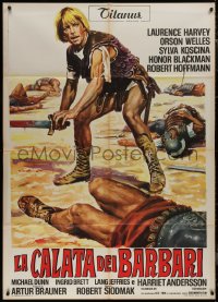 9b0877 FIGHT FOR ROME Italian 1p 1970 different art of Laurence Harvey surrounded by men he killed!