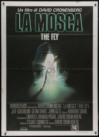 9b0889 FLY Italian 1p 1986 David Cronenberg sci-fi, cool art of monster in telepod by Mahon!