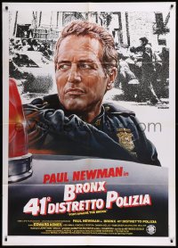 9b0892 FORT APACHE THE BRONX Italian 1p 1981 Casaro art of Paul Newman as New York cop, very rare!