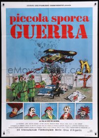 9b0898 FUNNY DIRTY LITTLE WAR Italian 1p 1985 wacky cartoon art of soldiers & airplane, rare!