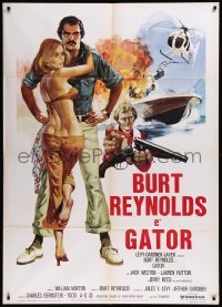 9b0903 GATOR Italian 1p 1976 art of Burt Reynolds & Lauren Hutton, White Lightning sequel!