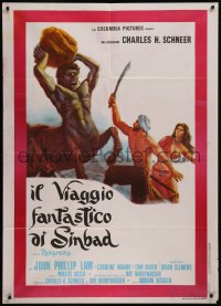 9b0907 GOLDEN VOYAGE OF SINBAD Italian 1p 1974 special effects by Ray Harryhausen, cool fantasy art!