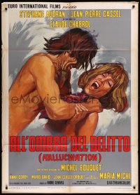 9b0918 HALLUCINATION Italian 1p 1971 Chabrol, Iaia art of mentally ill man on acid choking woman!