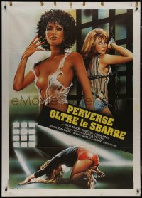 9b0926 HELL BEHIND THE BARS Italian 1p 1984 great Spataro art of sexy half-naked women in prison!