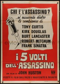 9b1016 LIST OF ADRIAN MESSENGER Italian 1p R1970 John Huston, different art of knife in paper, rare!