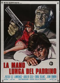 9b1021 LONG ARM OF THE GODFATHER Italian 1p 1972 art of gangster Adolfo Celi with gun & Erika Blanc!