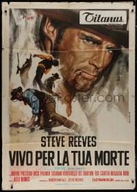 9b1022 LONG RIDE FROM HELL Italian 1p 1968 great spaghetti western art of Steve Reeves, rare!
