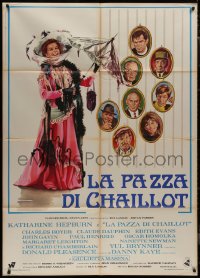 9b1029 MADWOMAN OF CHAILLOT Italian 1p 1969 different art of Katharine Hepburn & cast portraits!