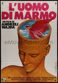 9b1032 MAN OF MARBLE Italian 1p 1979 Andrzej Wajda's Czlowiek z marmuru, cool surreal artwork!