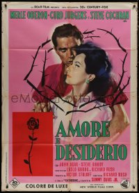 9b1080 OF LOVE & DESIRE Italian 1p 1963 different Nistri art of Merle Oberon & Curt Jurgens!