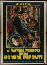 9b1083 ONLY THE VALIANT Italian 1p R1970s different art of of Gregory Peck & Lon Chaney Jr.!