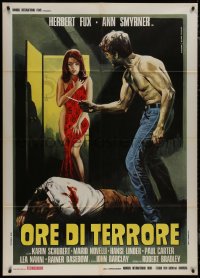 9b1085 ORE DI TERRORE Italian 1p 1971 Piovano art of naked Ann Smyrner & murderer, Hours of Terror!